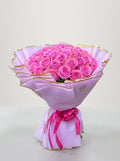 Hot Pink Roses Bouquet in Lilac Wrap